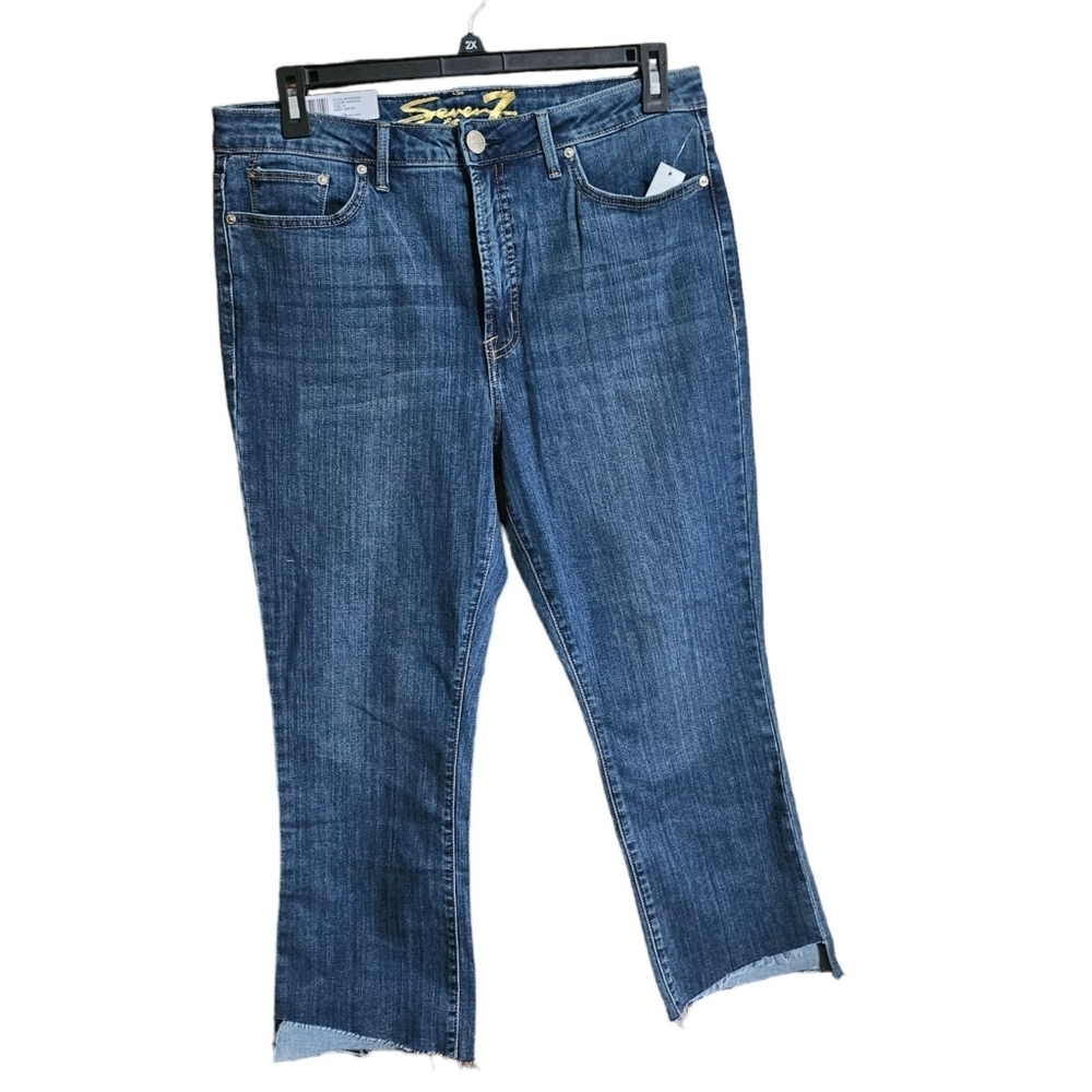 Seven7 High Rise Step Hem jeans Medium wash Size 14